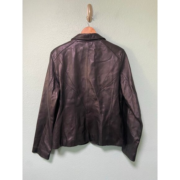 Worthington Lambskin Leather Women's Black Jacket with Buttons Size Large - Picture 2 of 8